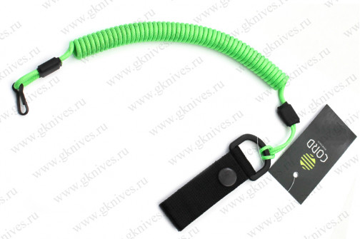 Страховочный тренчик из паракорда с креплением на ремень и карабином (neon green) арт.0629.136