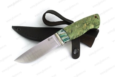 Нож Егерь S390 кап.клёна, стабилизированный зуб мамонта